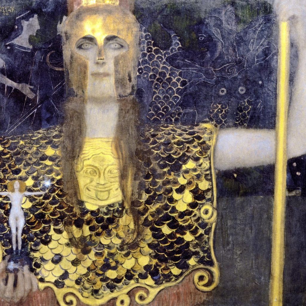 Plakat 50x50cm Pallas Atena, Gustaw Klimt Vintage für das Wohnzimmer