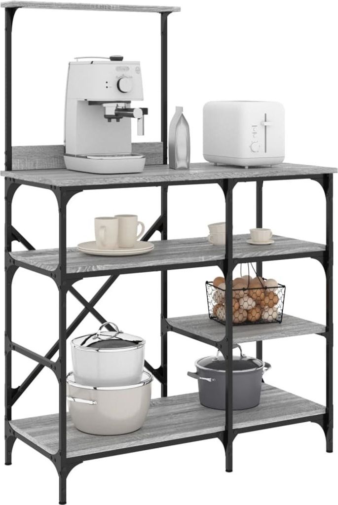 Pelletöfen - Bäckerregal Grau Sonoma 90x40x132 cm Holzwerkstoff und Metall Möbel21