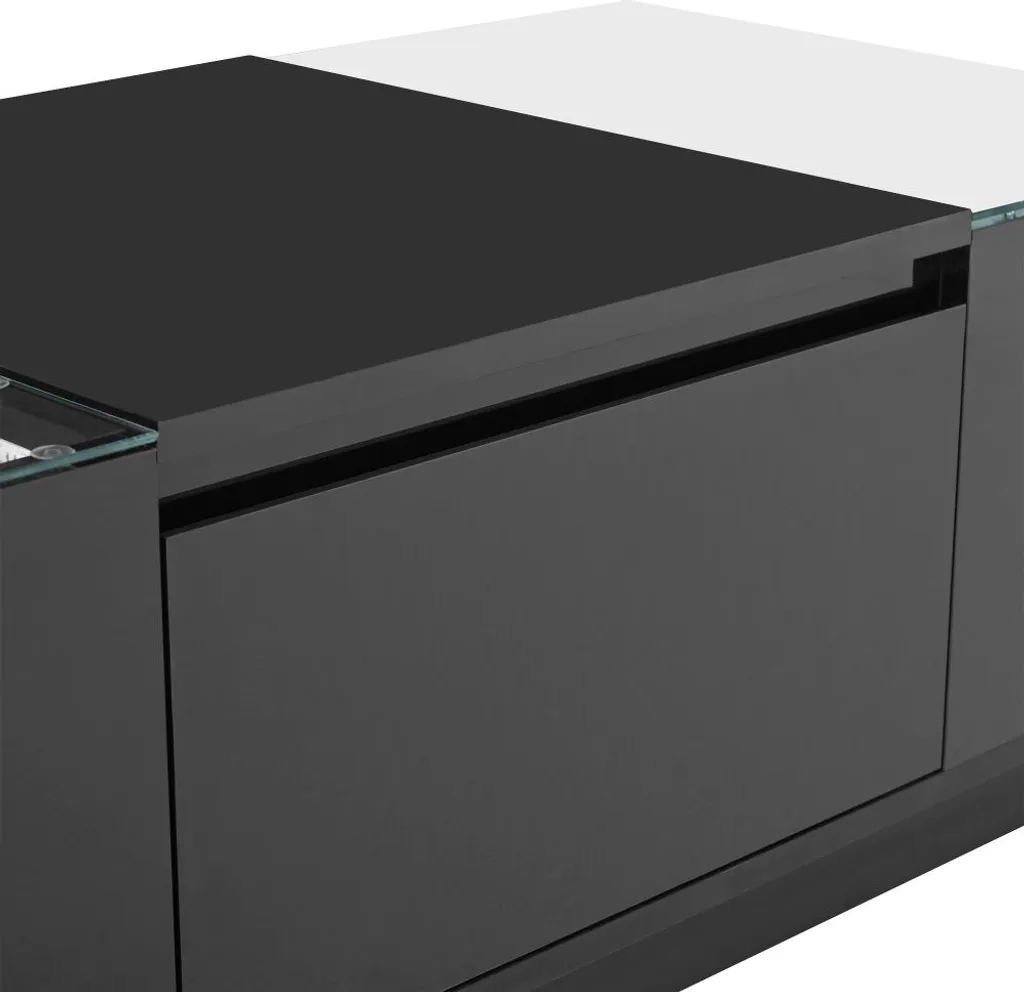 Table Basse de Salon Rectangulaire Design Moderne avec LED et Rangement