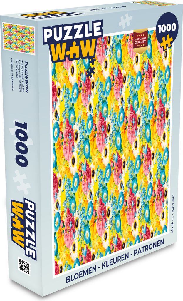 MuchoWow Puzzle 1000 Teile Blumen - Farben - Muster - Spielzeug - Alt und Jung - Spiele - Puzzeln