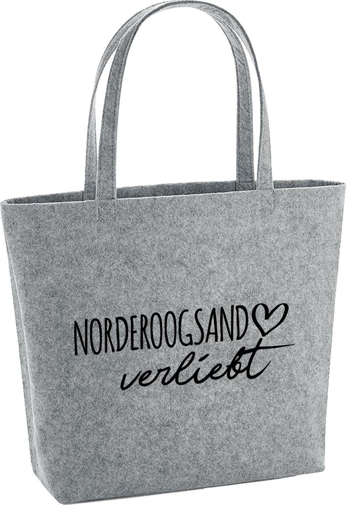 Huuraa Filzshopper Norderoogsand verliebt 22 Liter Grey Melange Filztasche Geschenkidee