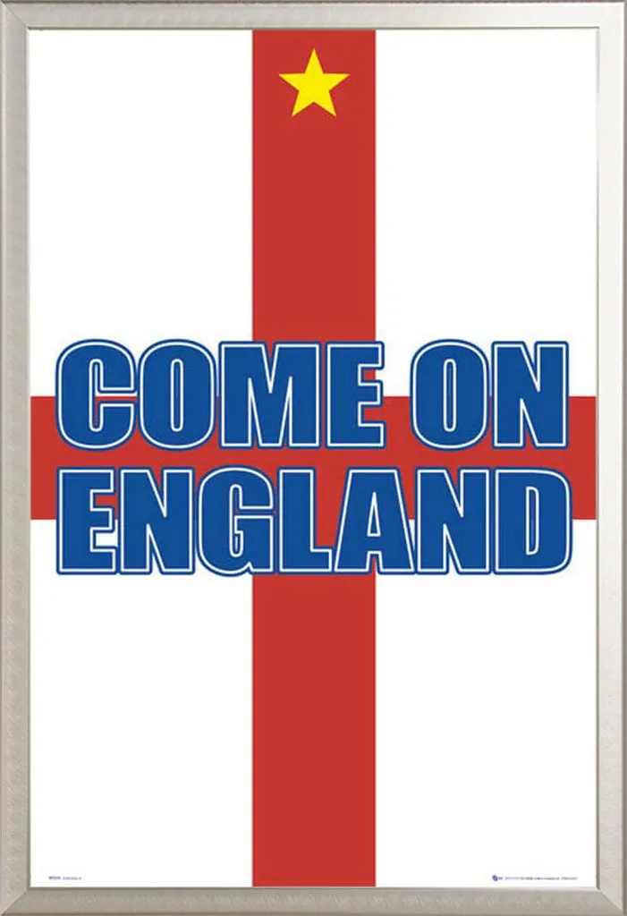 Poster Inghilterra Come On con Cornice Shinsuke Maxi Alluminio Argento