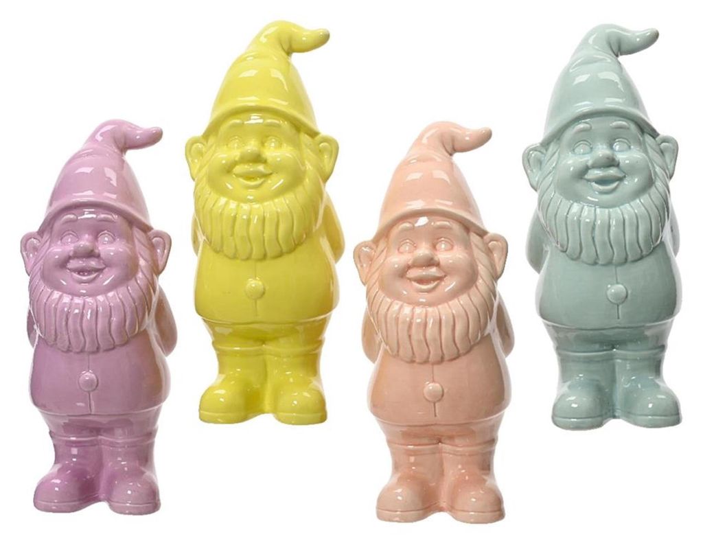 Gartenzwerg Keramik Pastell 4 Stück Decoris Produktbild 