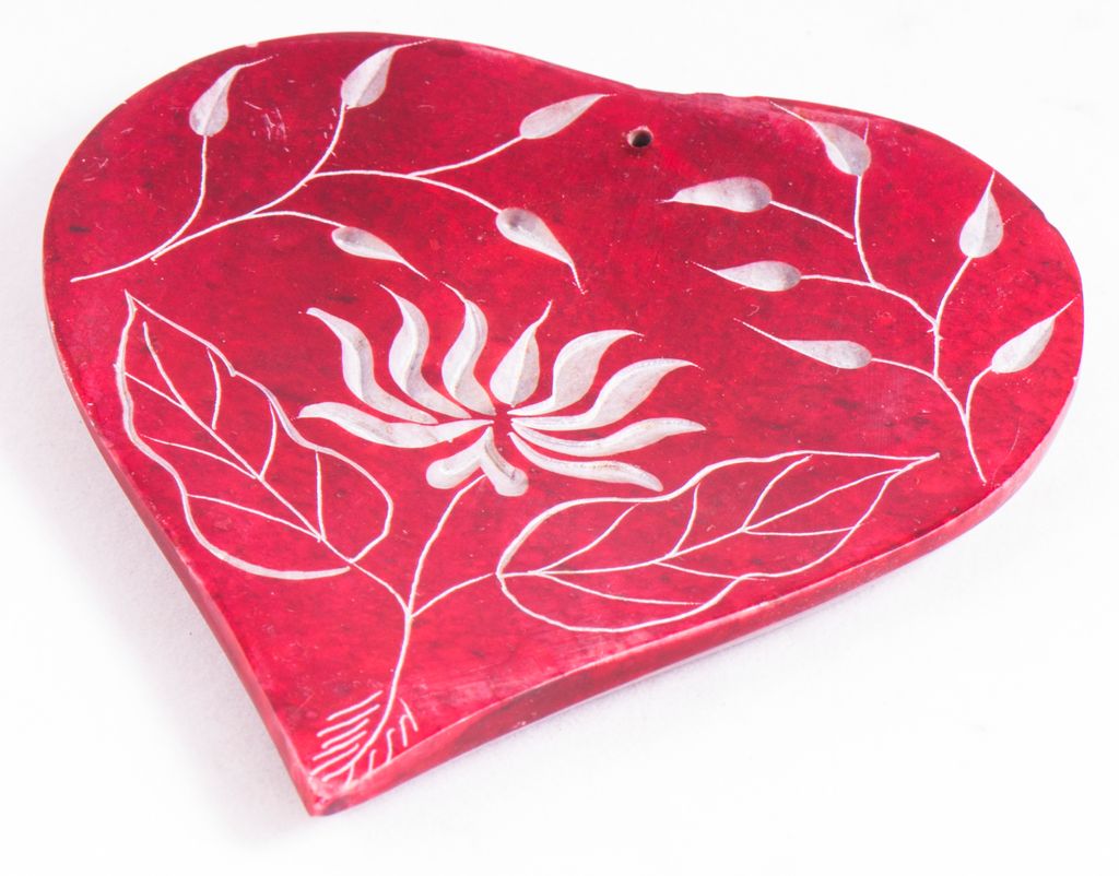 Portaincenso - fiore di loto a cuore in pietra ollare Immagine del prodotto 