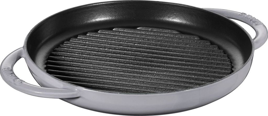 Staub Round Cast Iron Grill Pan with Two Handles - 26 cm Graphite