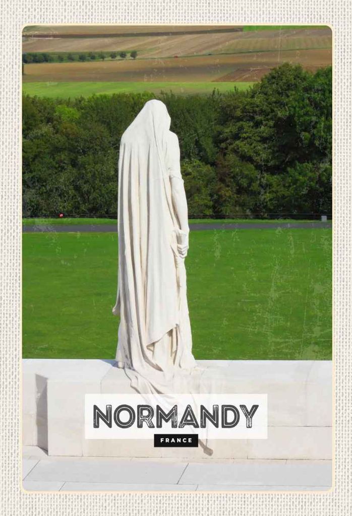 vianmo Holzschild 30x20 cm Normandy France Skulptur Bildmotiv Reisemotiv Abenteuer Reisen