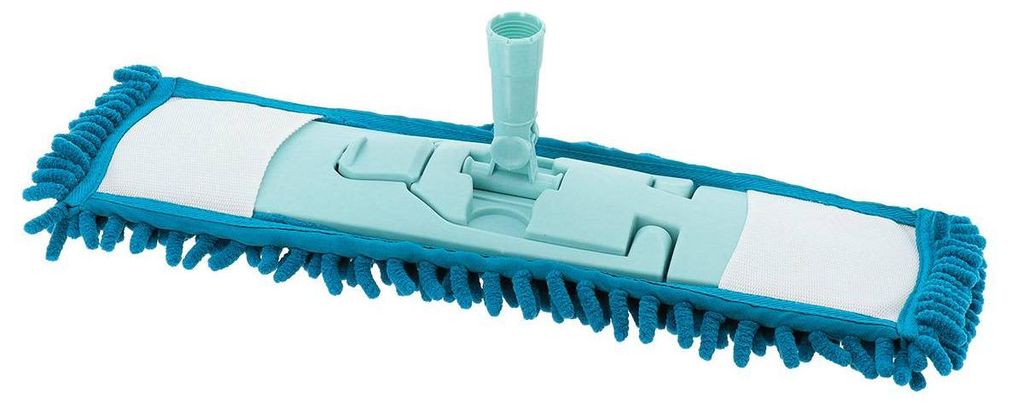 Flacher besenkopf mit staubschutzbezug aus mikrofaser-chenille - entenblau aqua - Tendance