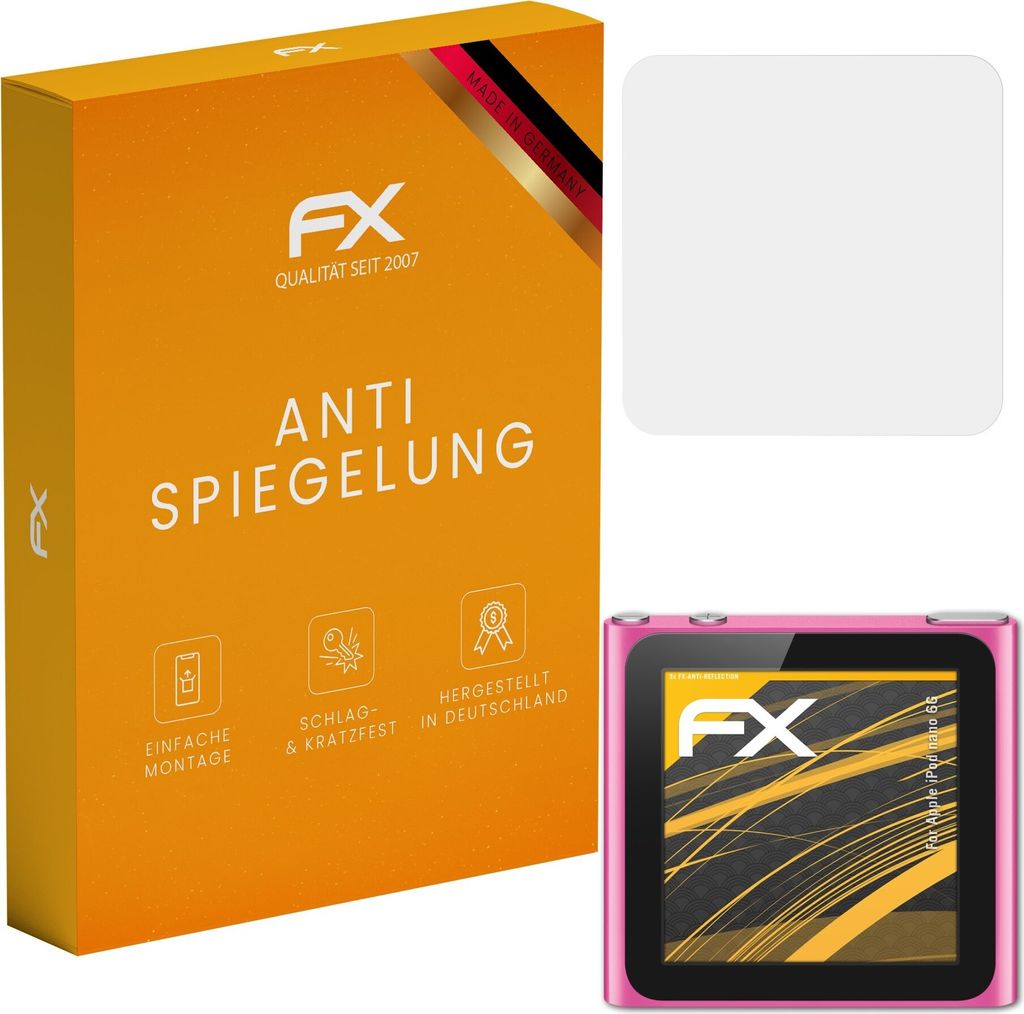 atFoliX FX-Antireflex 3x Schutzfolie kompatibel mit Apple iPod nano 6G Displayfolie