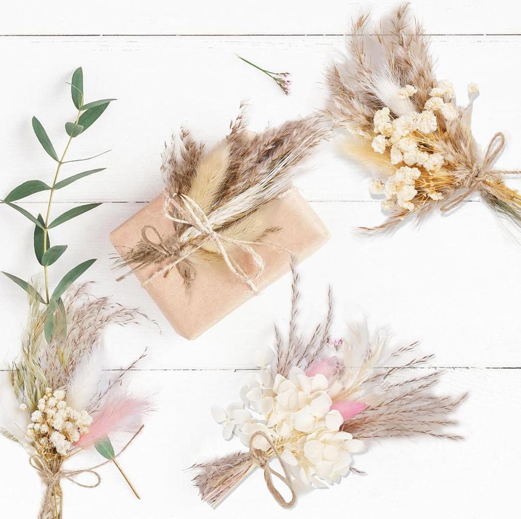 8 Bundles Trockenblumenstrauß klein, Trockenblumen, getrocknete Blumen, kleine Mini-Trockenblumen, Boho, getrockneter Strauß für Hochzeitsdekora...