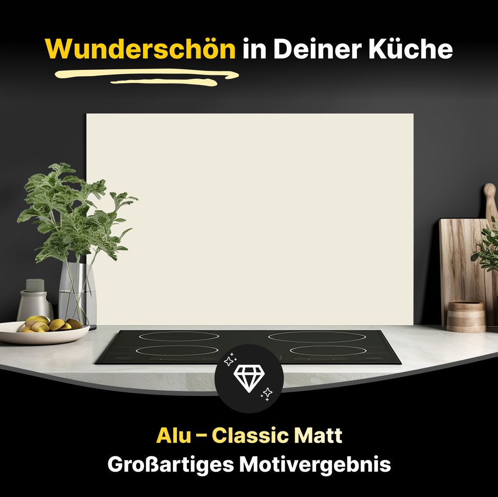 Spritzschutz Küchenrückwand aus Aluminiumverbund in Matt 125x50 cm - Cremeweiß