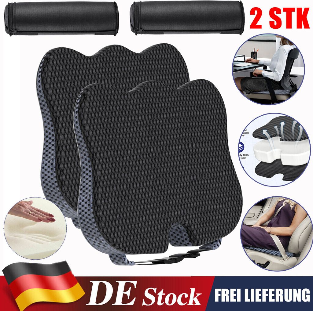 2×Keilkissen Auto Memory Foam Sitzkissen Schmerzlinderung Produktbild 