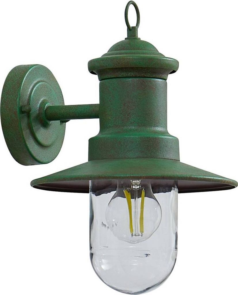 Lindby Außenwandleuchte Eloretta, 22 cm, grün, Glas, Stahl