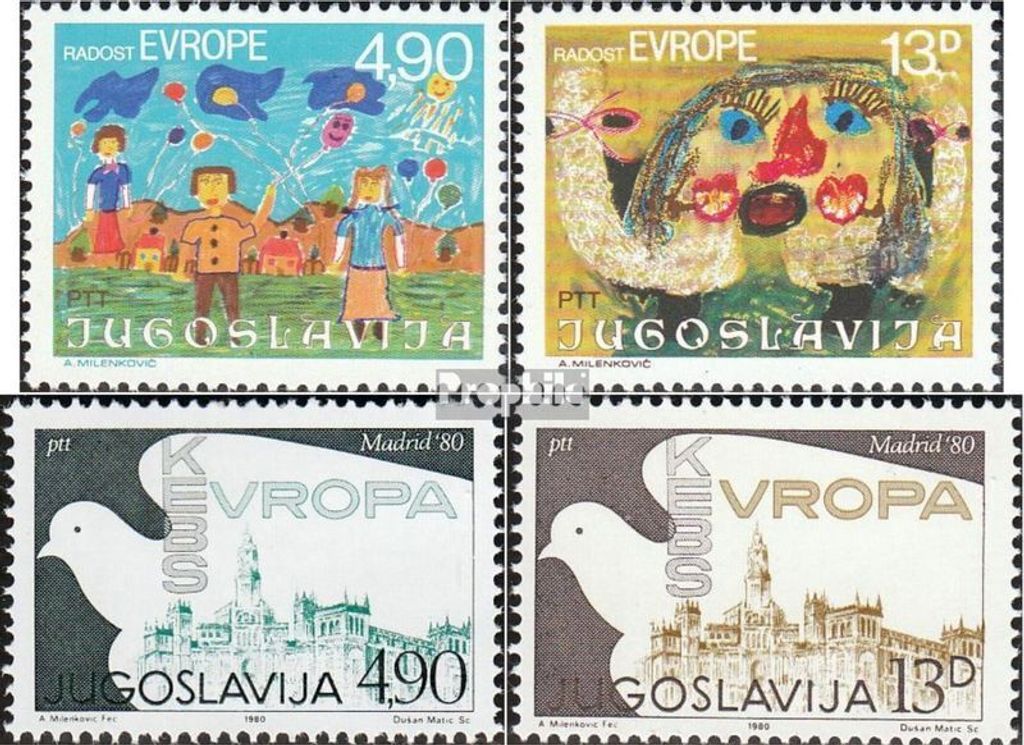 Briefmarken Jugoslawien 1980 Mi 1854-1855,1857-1858 (kompl.Ausg.) postfrisch Europäisches Kindertreffen