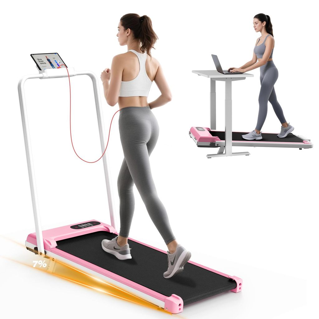 Klappbares Laufbänder – 3-in-1-Laufband mit 7 % Steigung – Walking Pad 1–8 km/h einstellbar – Lauffläche 38,5 x 90 cm - 2.5 ps Laufpad bi...