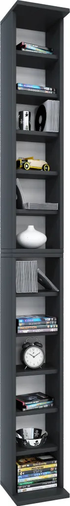 VCM Bigol Étagère CD DVD en Bois, Colonne de Rangement H180 x B21 cm