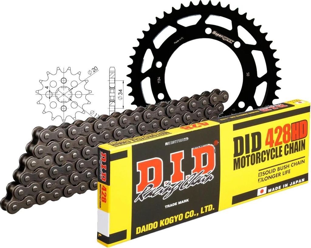 DID Kit Stahl DERBI Senda 125 SM /Baja 04-14 17-50-138 DID428HD Clip