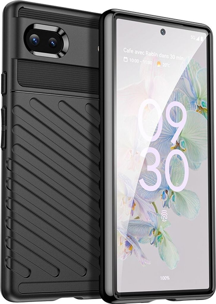 Mobigear Groove Google Pixel 6a Hülle Flexibles TPU Backcover - Schwarz