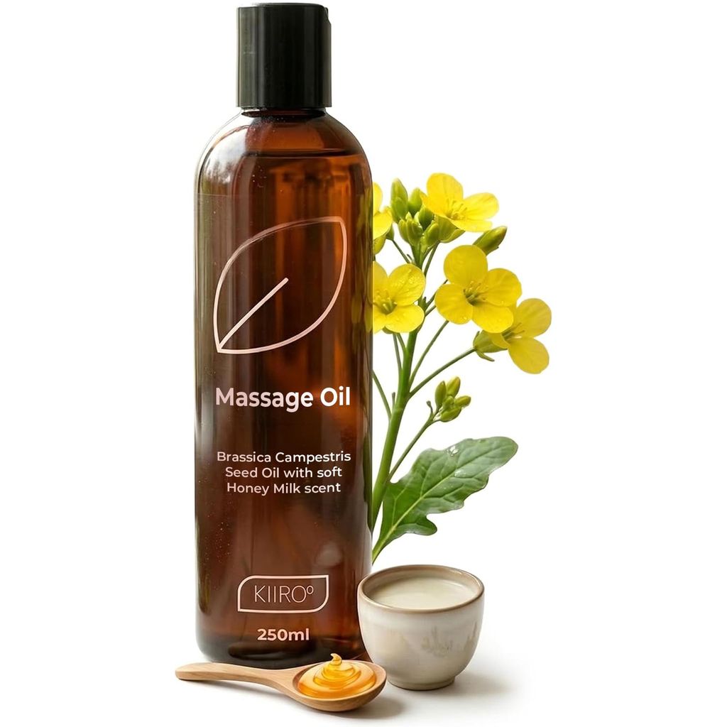 Kiiroo Pflegendes Massageöl 250 ml – Körperöl für empfindliche Haut mit Rapsöl, Sheabutter & Vitamin E, leichte & nicht fettende Formel