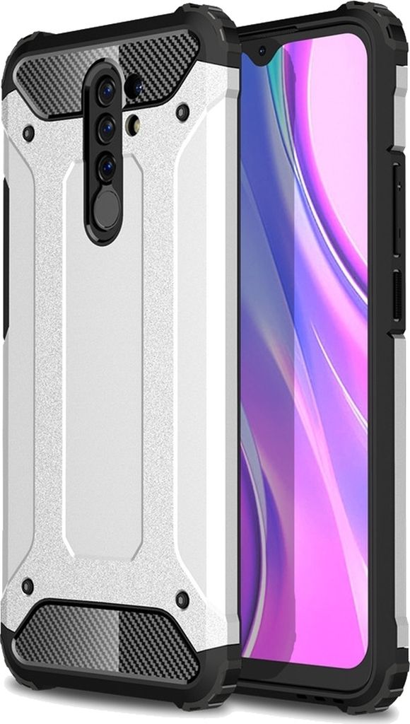 Mobigear Outdoor Xiaomi Redmi 9 Hülle Hardcase Backcover Stoßfest - Silber