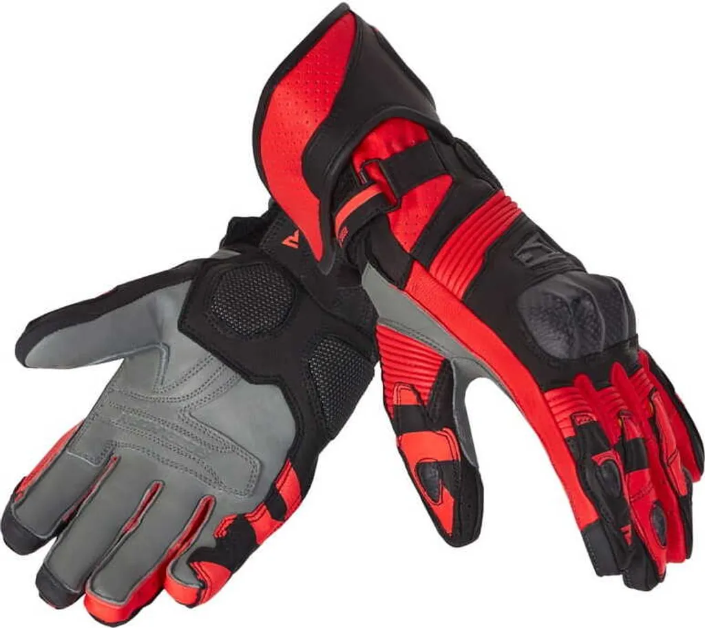 Gants moto Rebelhorn Fighter cuir noir rouge fluo XXL pour le racing