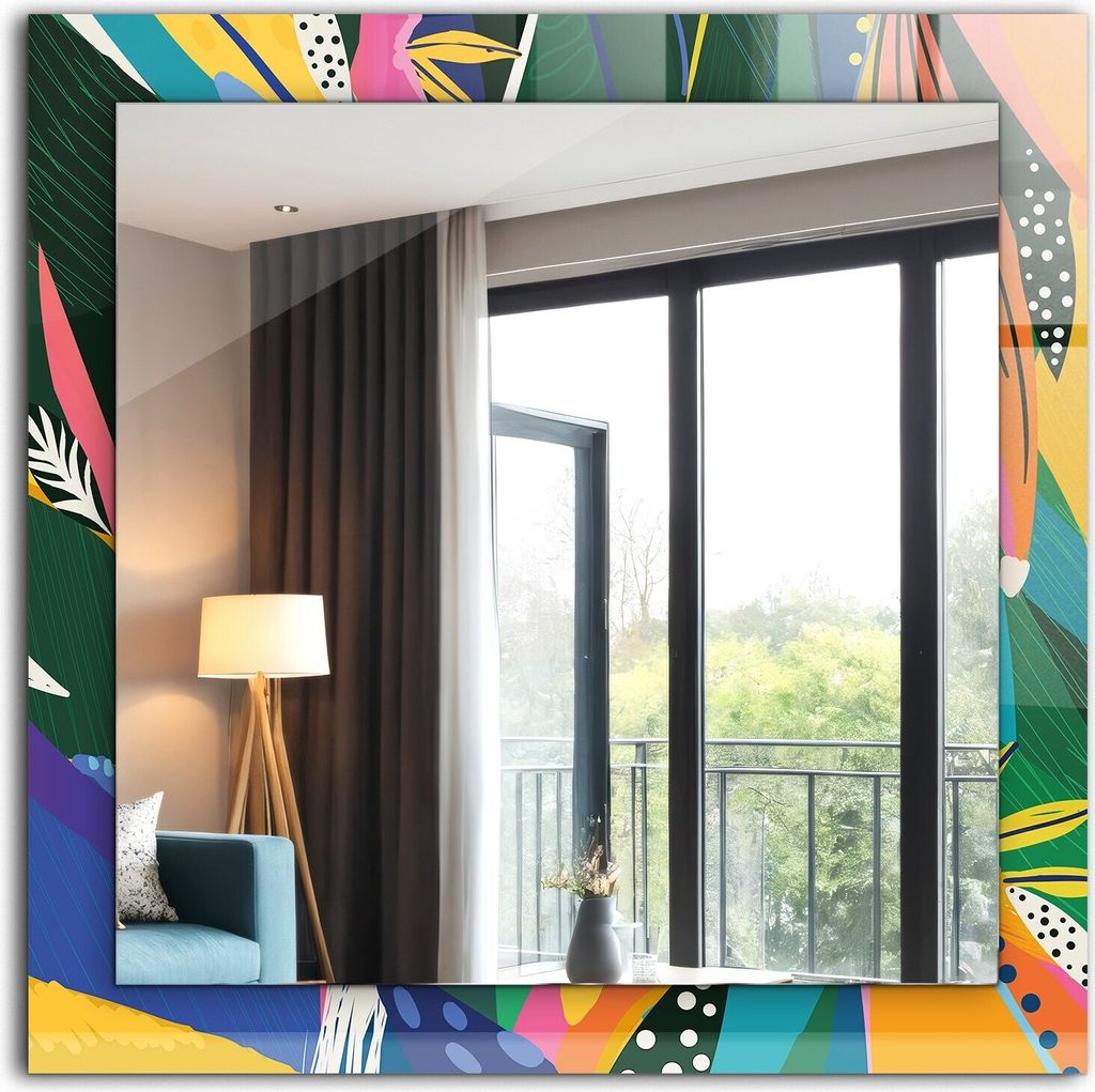 Dekorativer Wandspiegel - Bedruckter Spiegel - Motiv - 60x60 cm - Buntes Abstraktes Muster