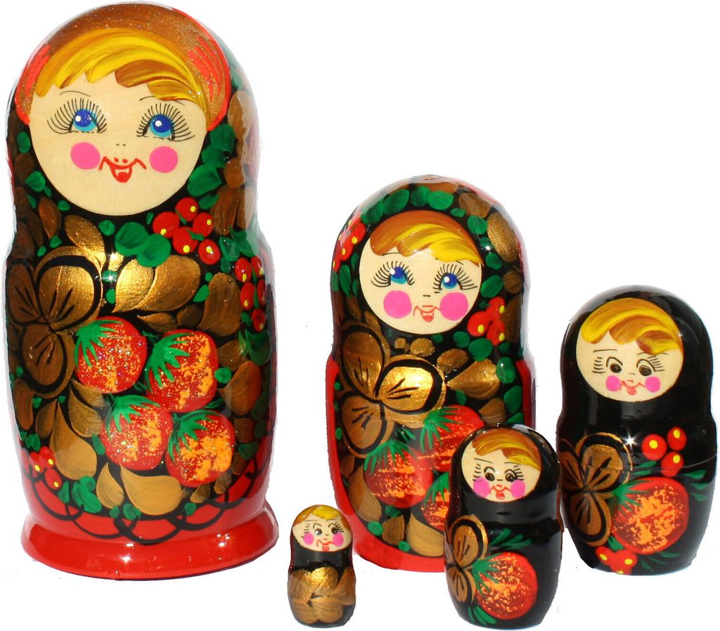 Matroschka Babuschka Matrjoschka Holzfiguren handbemalt Set Produktbild 