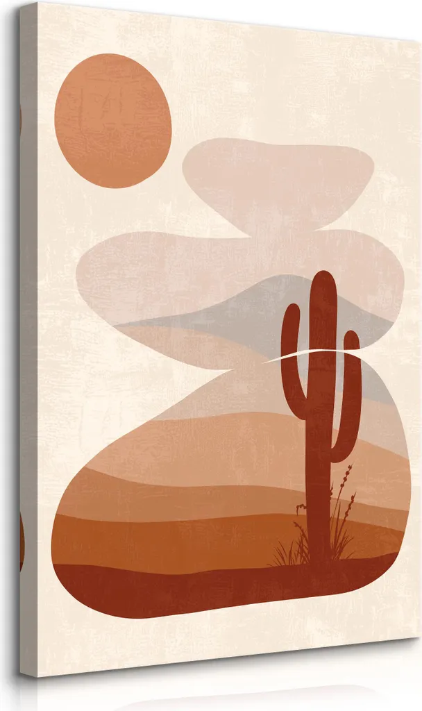 Quadro Boho Cactus 70x100 Muralo | Tela Soggiorno Moderna Sole