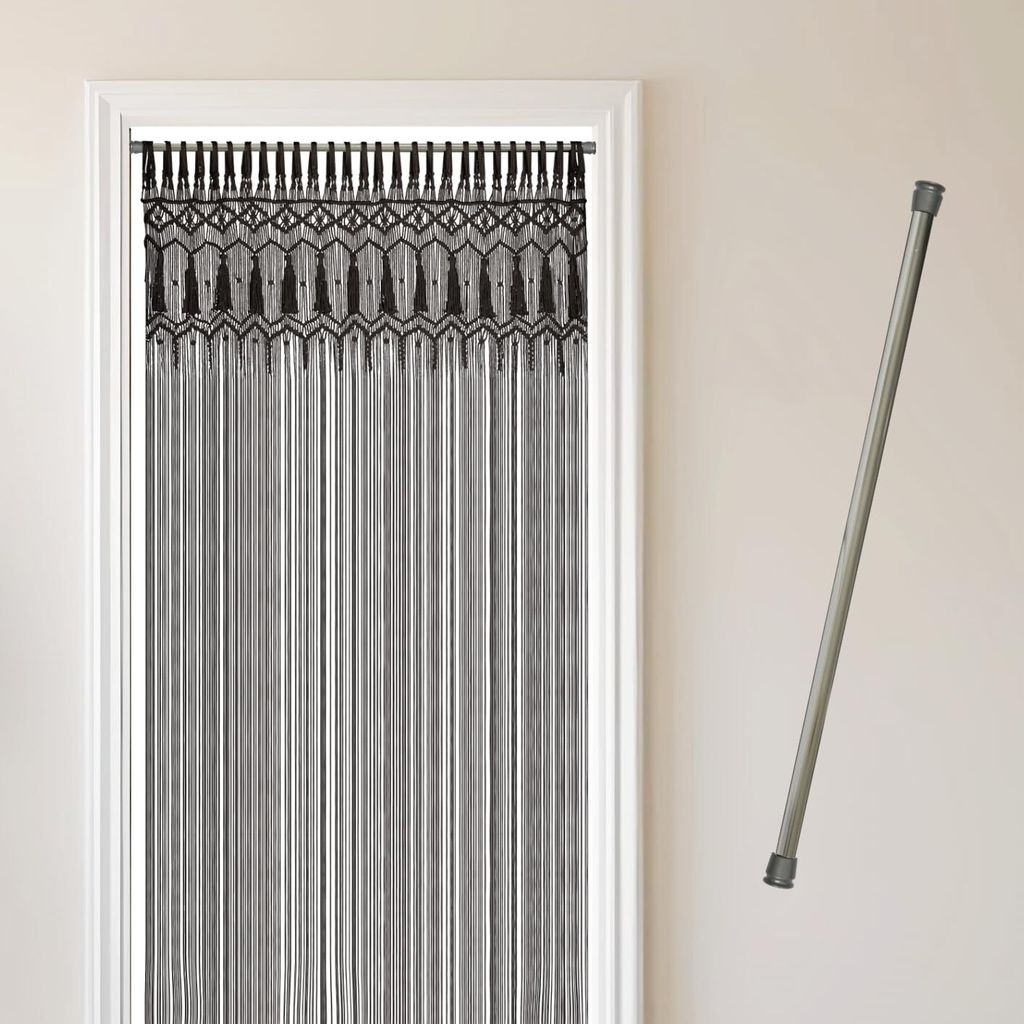 COZYOR Makramee-Vorhang, Boho Vorhang Türvorhang Fenstervorhang 132x200cm, wahlweise mit Stange