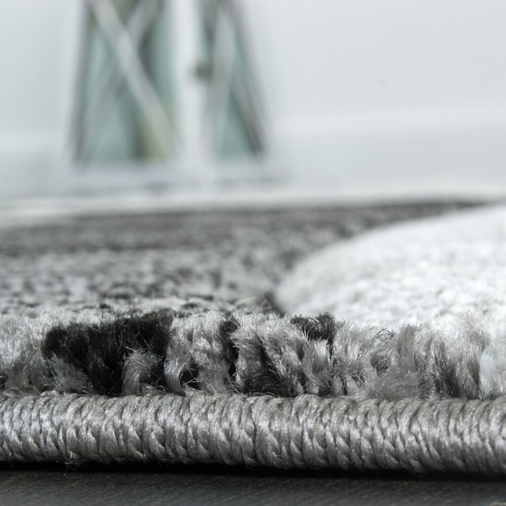 Designer Teppich mit Konturenschnitt Muster Gestreift Grau Produktbild 