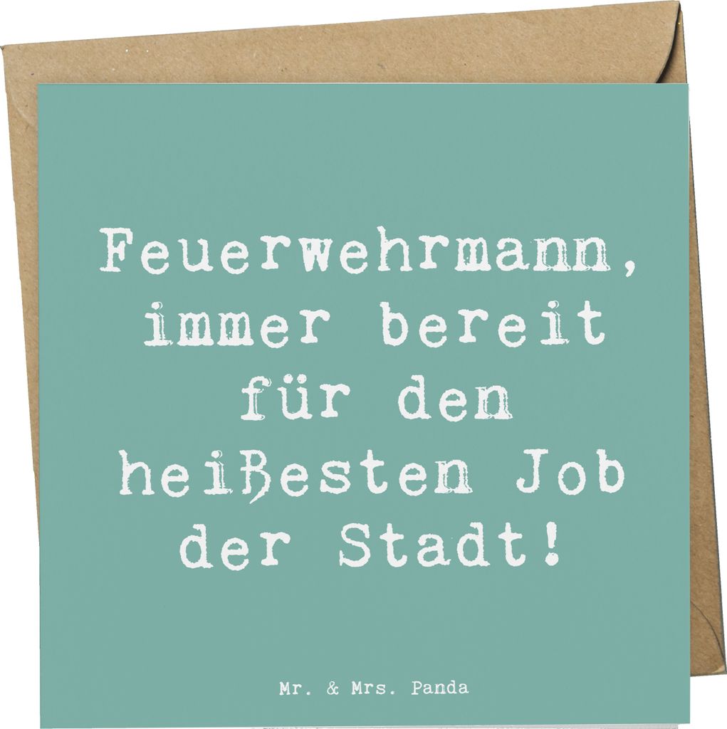 Mr. & Mrs. Panda Grußkarte Spruch Feuerwehrmann Held - Meeresbrise - Geschenk, Hilfsbereitschaft, humorvoll, doppelkarte, Feuerwehr, Berufsliebe, ...