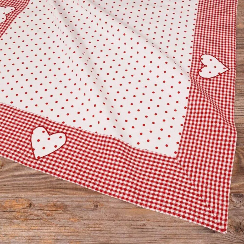 Tovaglia Piccola Rossa LISE Cuori - Ideale per Tavolini e Pic-nic