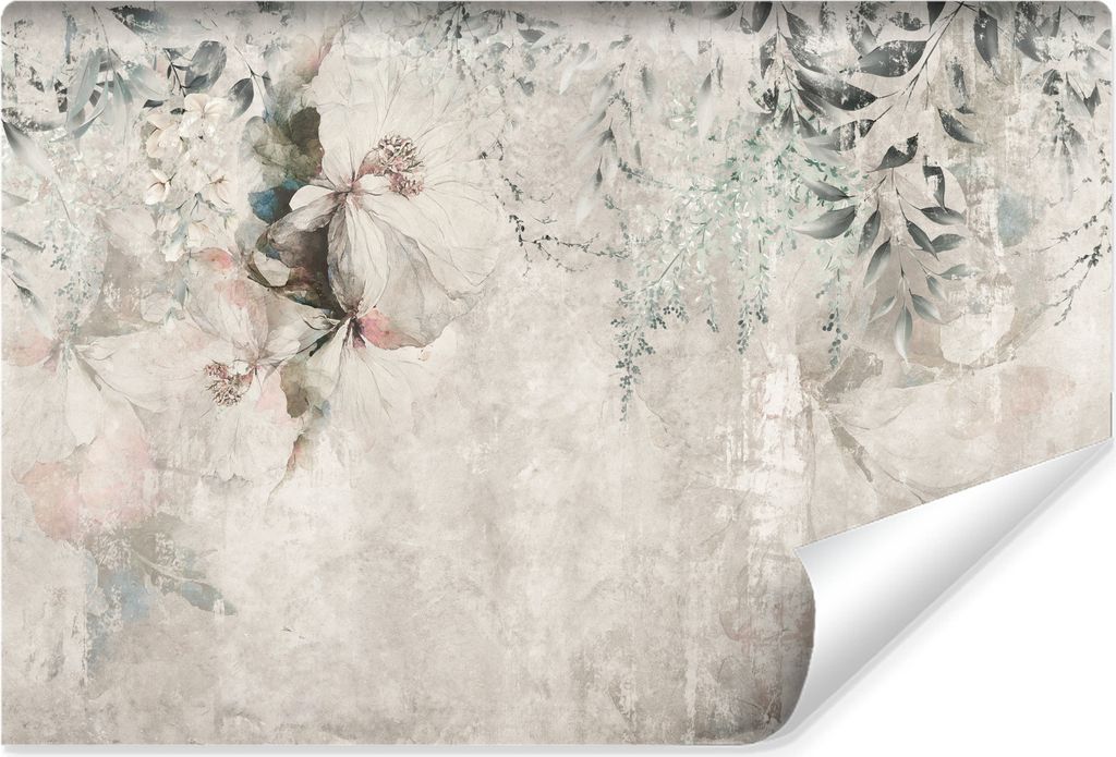 Muralo Vlies Fototapete Für Wohnzimmer Pflanzen BETON Abstraktion Retro Br. 104cm x Hö. 70.5cm