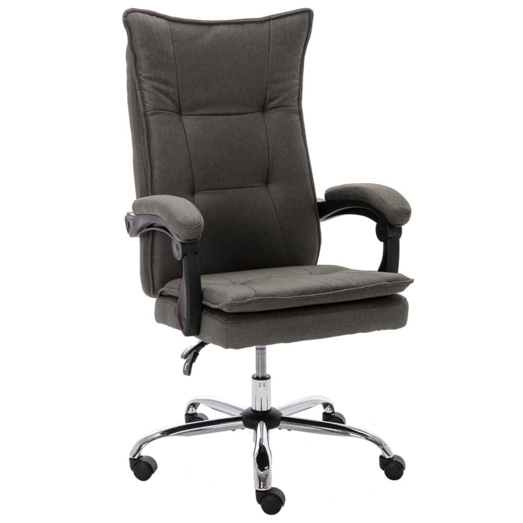 Bürostuhl Grau Stoff ergonomisch höhenverstellbar Liegefunktion 110 kg hohe Rückenlehne Nylonrollen 64x68x113-120 cm