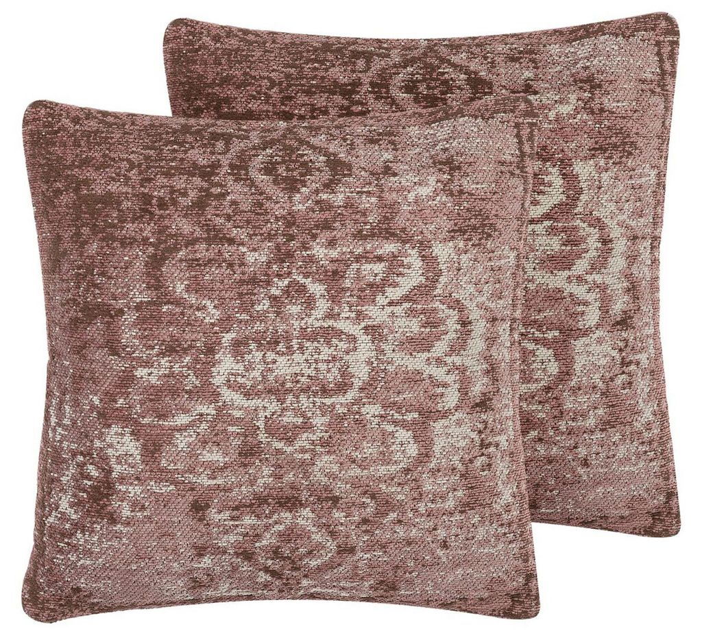 BELIANI Dekokissen 2er Set Rosa Baumwolle/Polsterbezug 45 x 45 cm Boho-Stil Wohnzimmer Salon Schlafzimmer