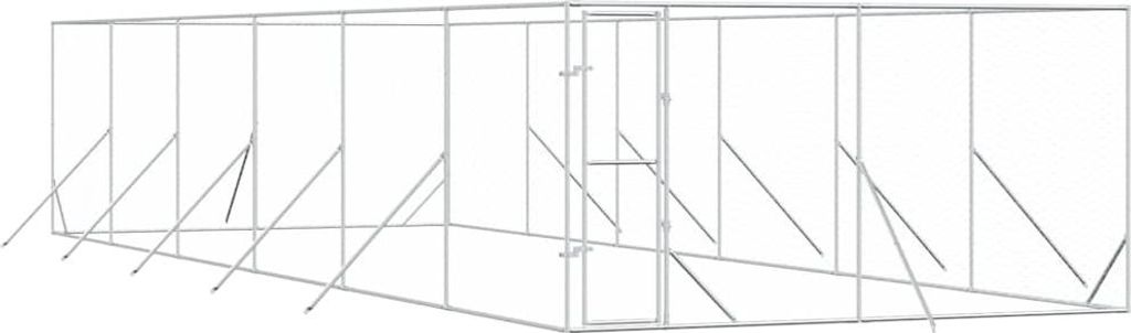 vidaXL Outdoor-Hundezwinger Silbern 4x12x2 m Verzinkter Stahl
