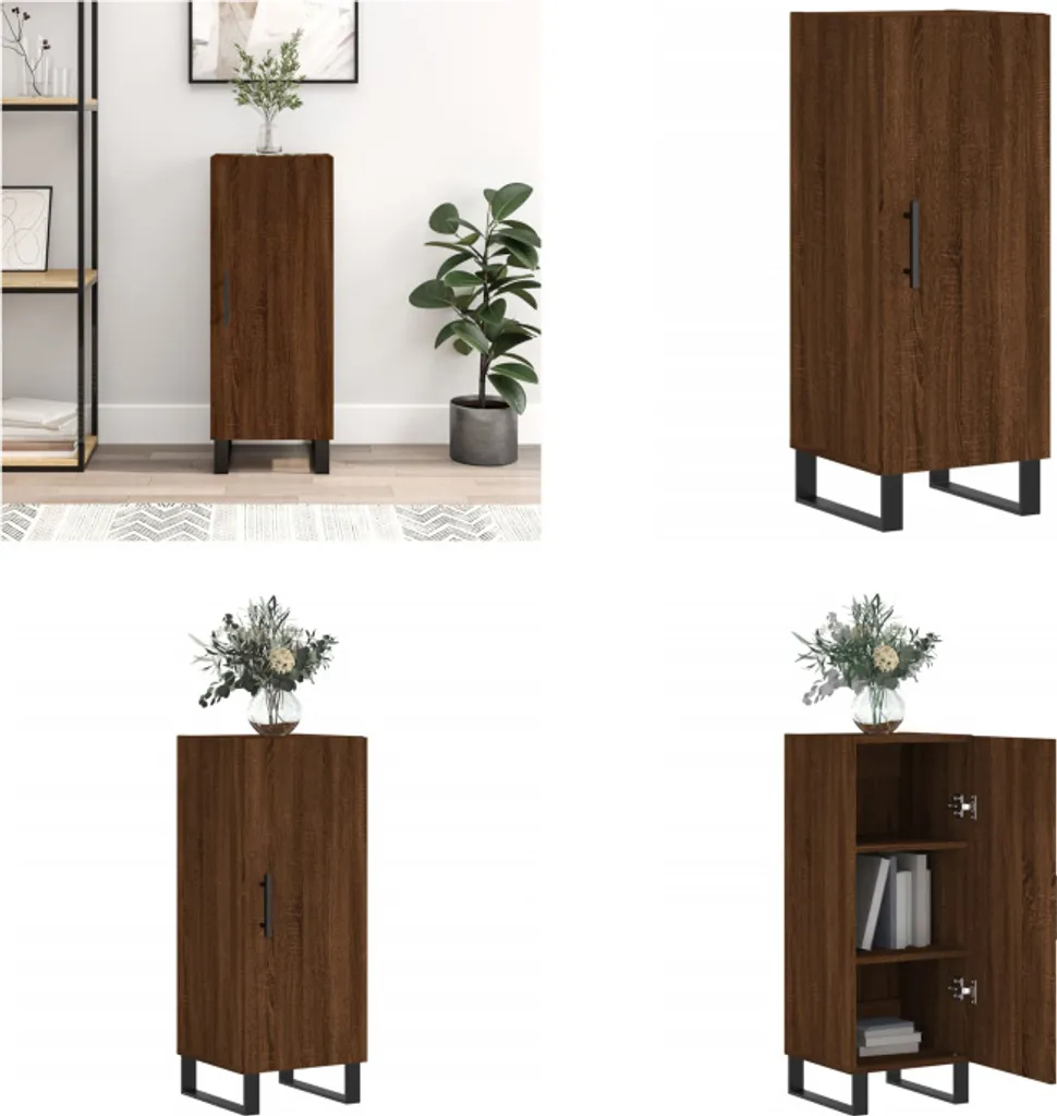 Credenza vidaXL Rovere Marrone 34,5x34x90 cm - Mobile Salvaspazio Moderno