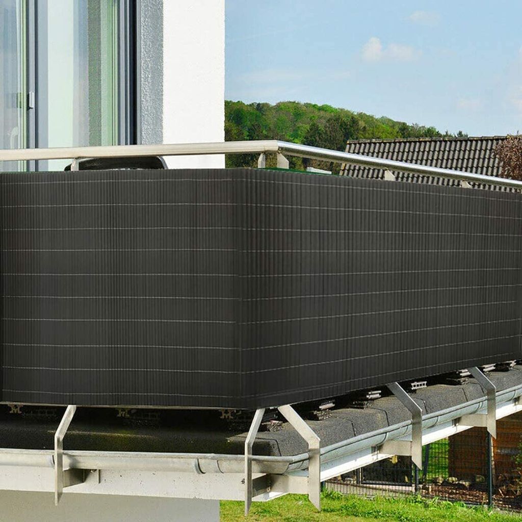 LARS360 180x500cm PVC Sichtschutzmatte Sichtschutzzaun Bambus - Zaun Sichtschutz Windschutz Blickdicht fur Garten, Balkon und Terrasse, Anthrazit