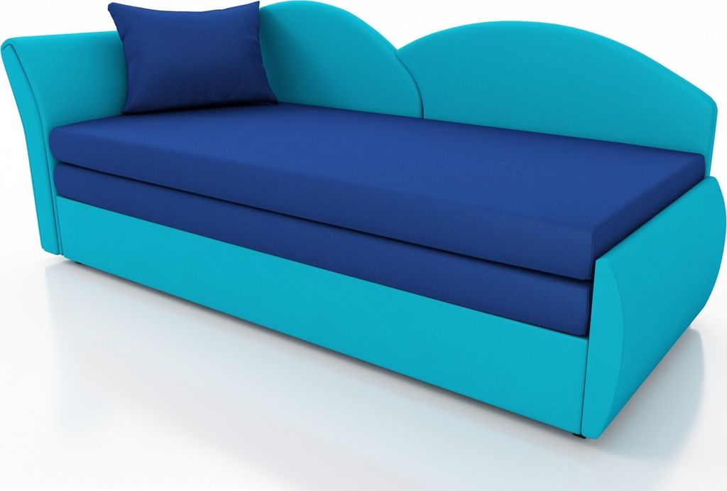 Sofa Schlafsofa inklusive Bettkasten ALINA / R- Stoff Alova Türkis / Blau