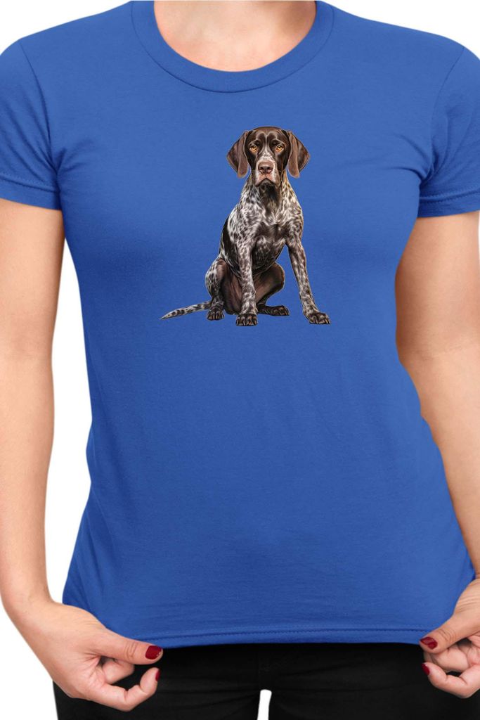 Damen T-Shirt Dogs Breeds German Shorthaired Pointer Dog Breed 006, Lady XS / Blau