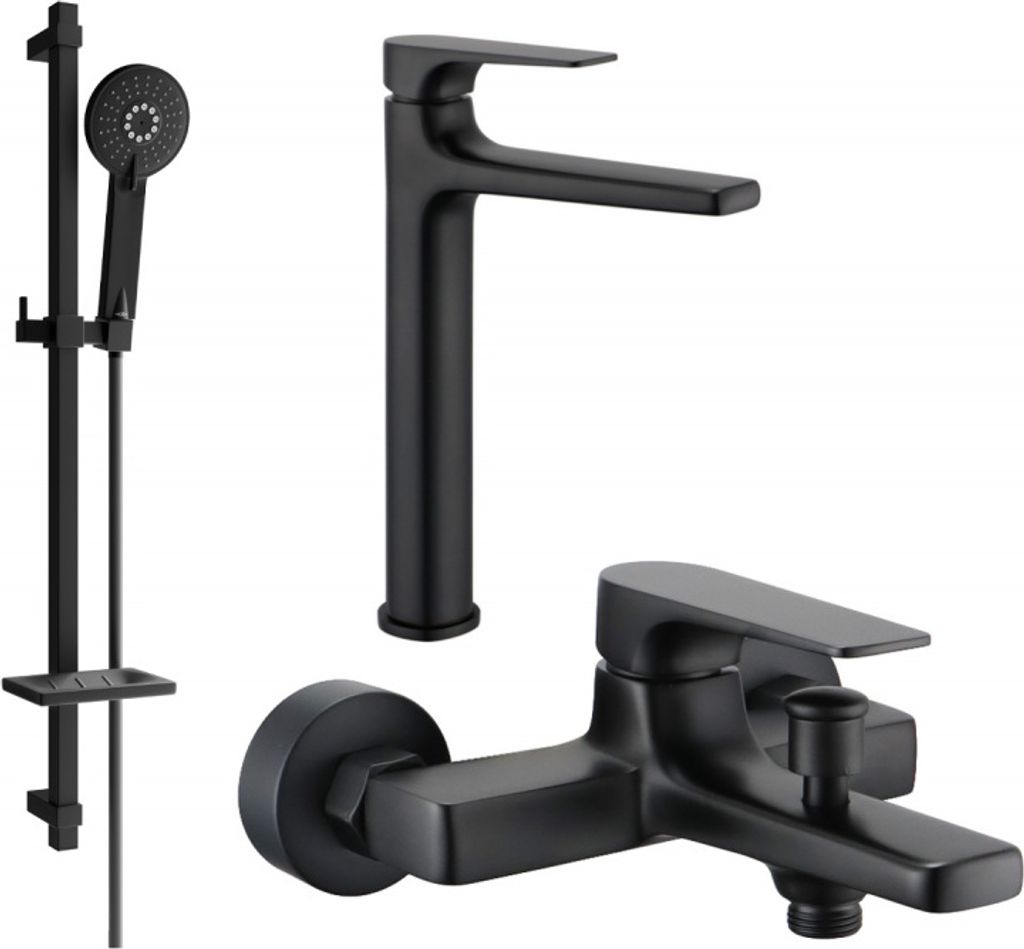 Mexen Lynx DQ40 Badewannenset, Schwarz - 745913DQ40-70