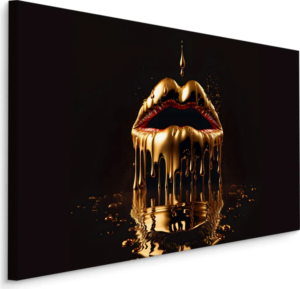 Decorazione Parete Muralo Bocca d'oro 3D 70x50 Tela per Soggiorno