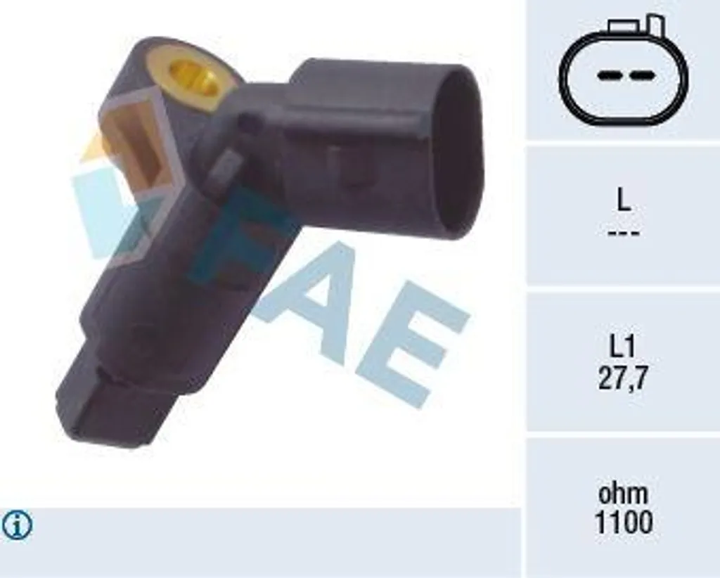 FAE 78008 Raddrehzahlsensor OE 1J0927803 kompatibel mit Golf IV, Golf V, Lupo, Golf III, Corrado, Caddy, Bora, Octavia, Toledo, Leon, Inca, Ibiza, Cordoba, Arosa, TT, A3 8L, New Beetle, Passat 35I, Passat 3B, Polo 6N, Polo 6V, Vento
