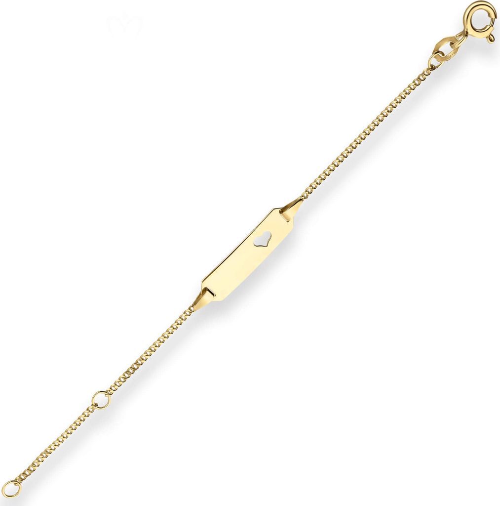 1,4mm Id-Armband Panzerkette Herz Armschmuck aus 333 Gold Gelbgold 14cm