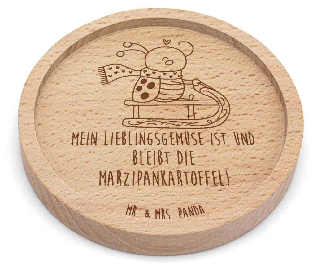 Mr. & Mrs. Panda Tischuntersetzer Smörle Rodeln - Transparent - Geschenk, Schlittenfahren, Coaster, Weihnachten, Bierdeckel, Marzipan, gläserunte...