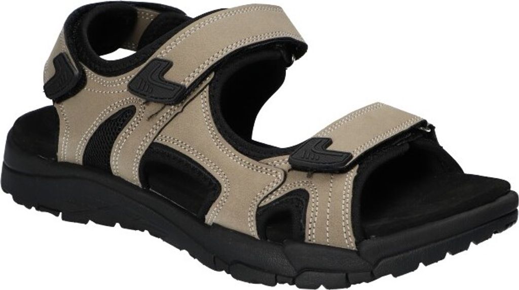AMERICAN CLUB RL164 Solide Herrensandalen, Innensohle aus echtem Leder, Sandalen mit Klettverschluss, Beige 43