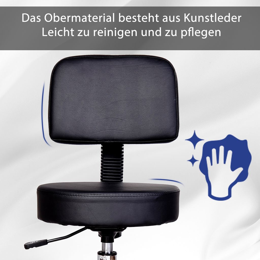 HOMCOM Rollhocker Höhenverstellbarer Arbeitshocker mit Produktbild 4