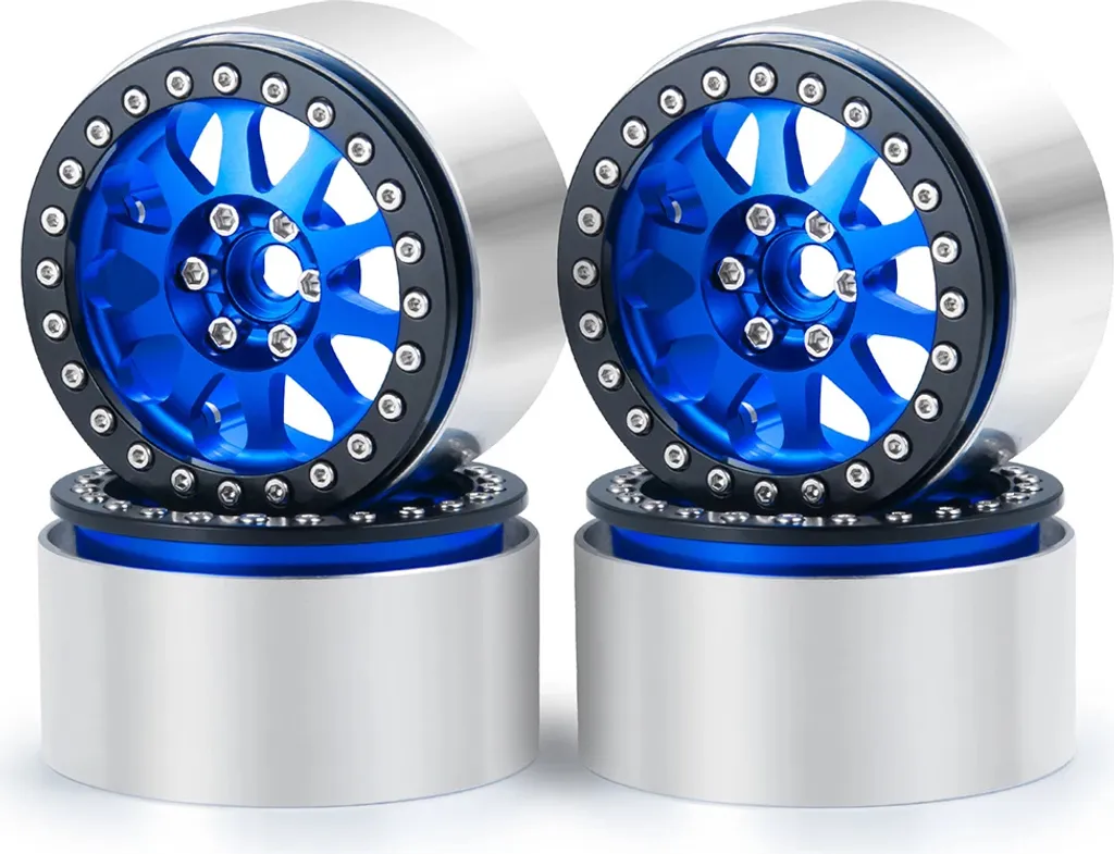 Jantes Beadlock 2,2 pouces AXSPEED en aluminium bleu pour crawler RC
