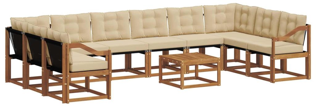 vidaXL Outdoor-Sofagarnitur mit Kissen 11 pcs Natur und Beige