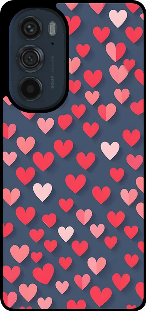 Custodia Motorola Edge 30 Pro Cuori Rosa e Rosso | Cover TPU Morbida