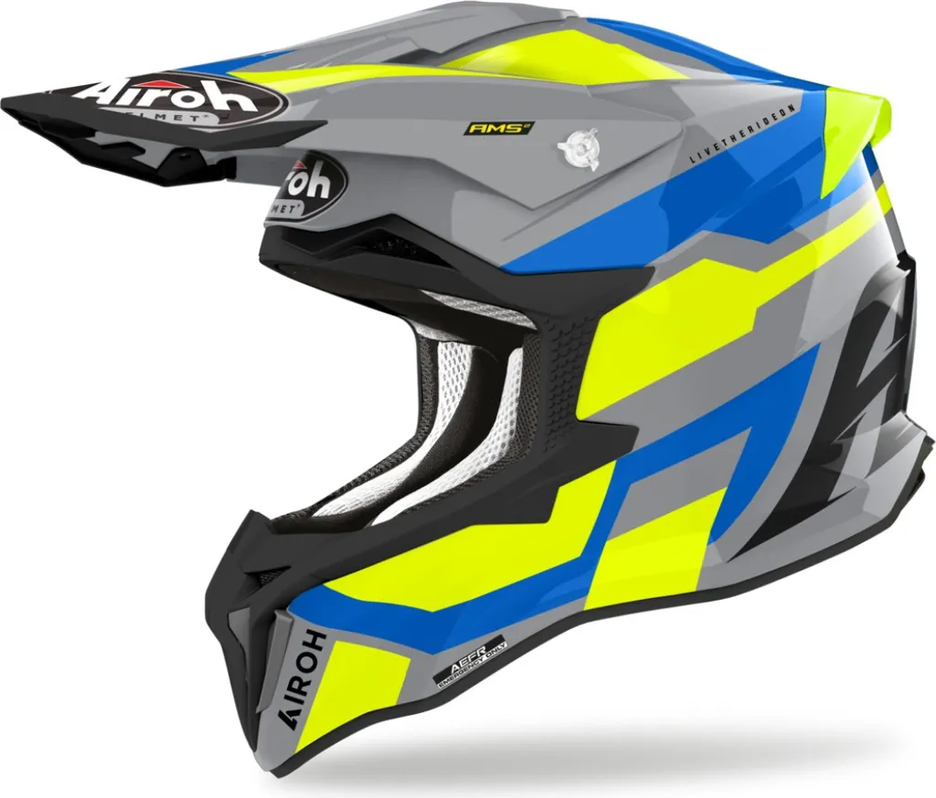 Casque Moto Cross AIROH Strycker Glam Jaune 2025 pour Enduro et Circuit